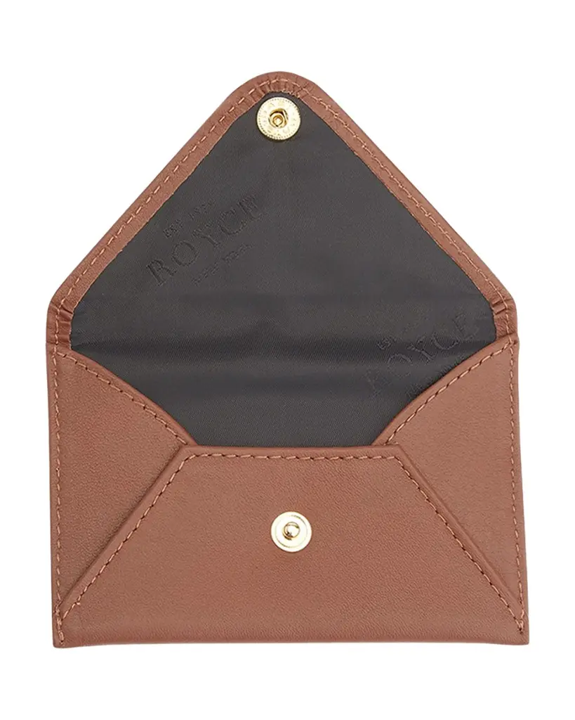 ROYCE New York Monogrammed Leather Envelope Style Card Holder