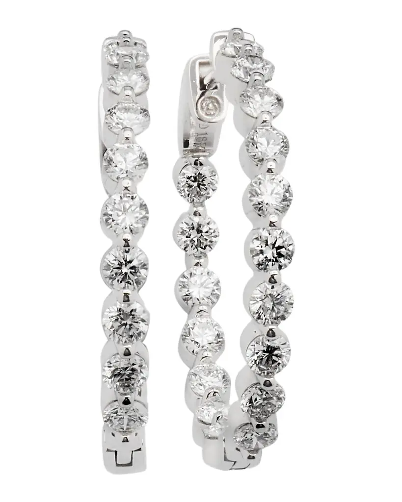 Neiman Marcus Diamonds 18k White Gold Diamond Hoop Earrings