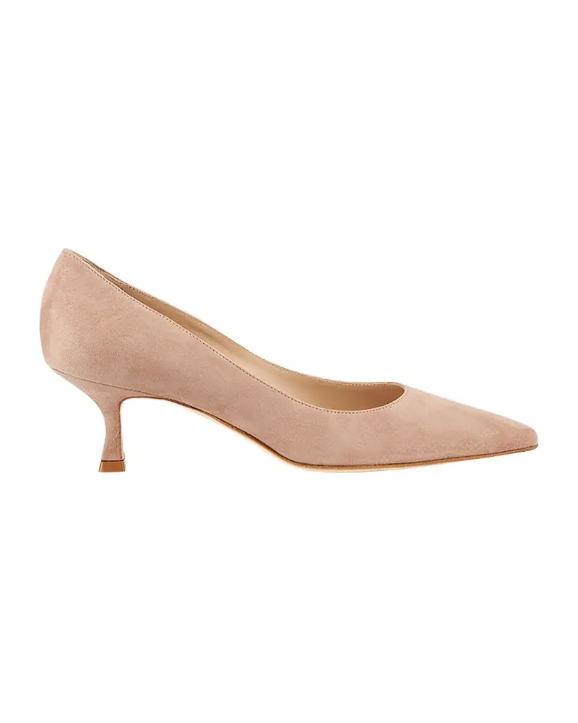 Manolo Blahnik 50mm Srila Suede Kitten Heel Pumps