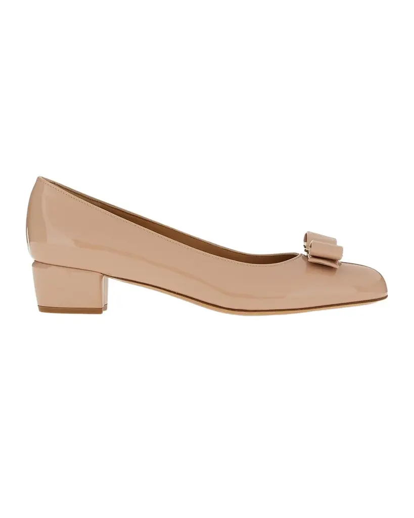 Ferragamo Vara Bow Leather Low Pumps