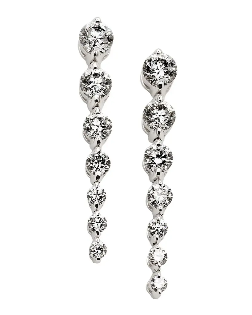 Neiman Marcus Diamonds 18K White Gold Graduated Diamond Drop Earrings, 2tcw, 1.25"L / 0.1"W - Women's Jewelry And Watches