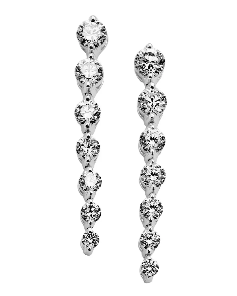 Neiman Marcus Diamonds 18K White Gold Graduated Diamond Drop Earrings, 2.9tcw, 1.5"L / 0.2"W