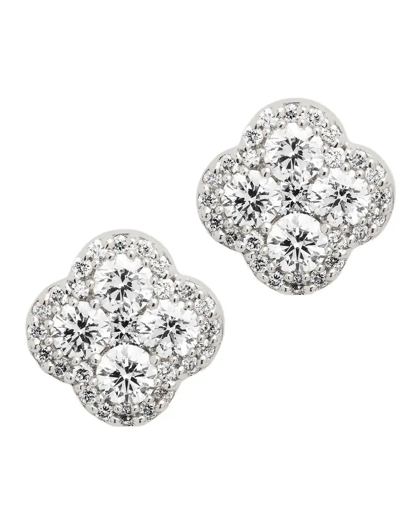 Neiman Marcus Diamonds 18K White Gold Diamond Flower Stud Earrings, 1.36tcw, 0.4"L / 0.4"W