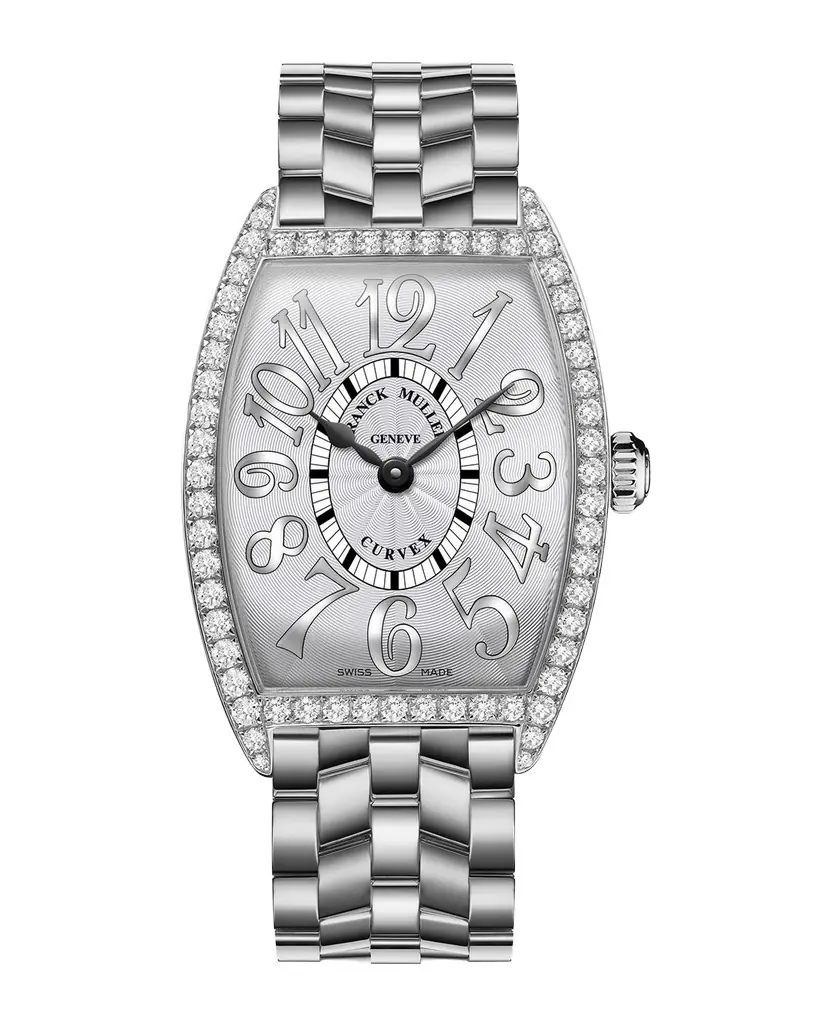 Franck Muller Stainless Steel Cintree Curvex Diamond Watch with Bracelet Strap