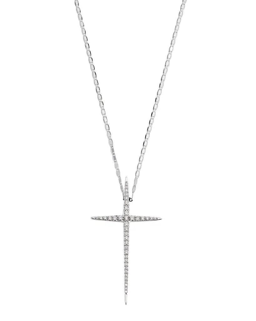 LANA 14K Gold Flawless Skinny Pointed Cross Pendant Necklace