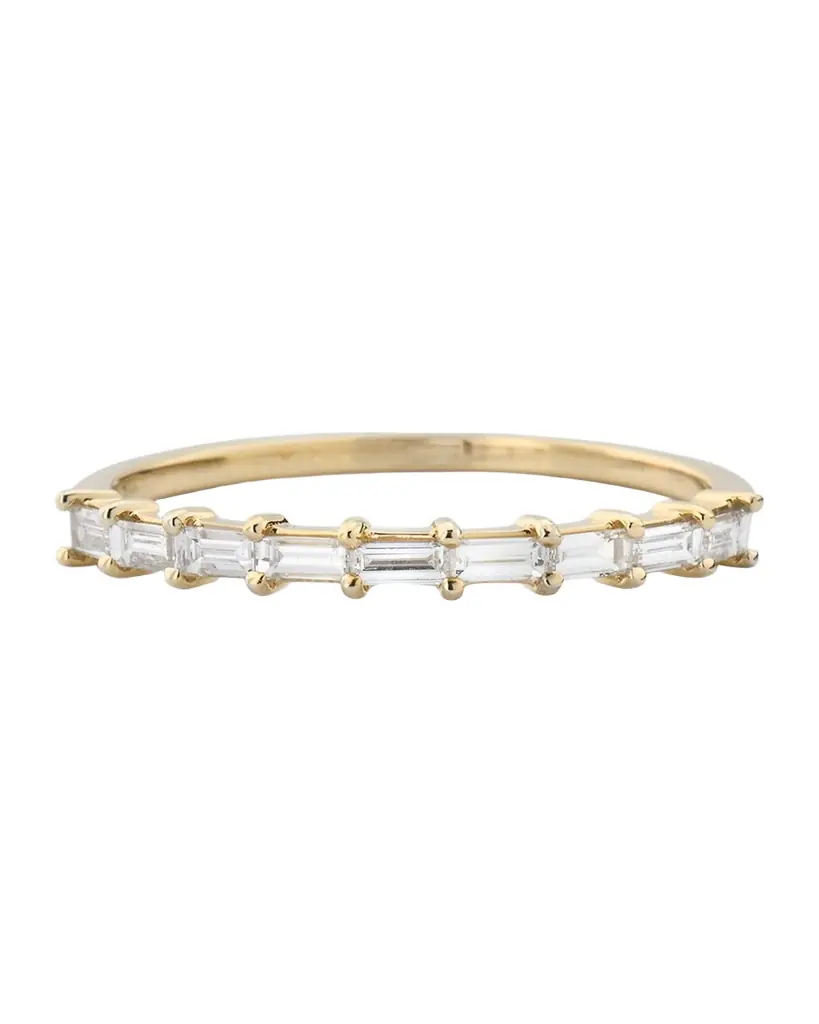 LANA 14K Gold Baguette Diamond Half Eternity Band Ring
