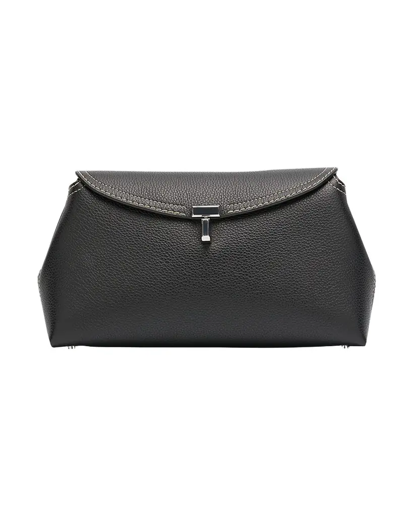 Toteme T-Lock Clutch Bag in Pebble Grain Leather