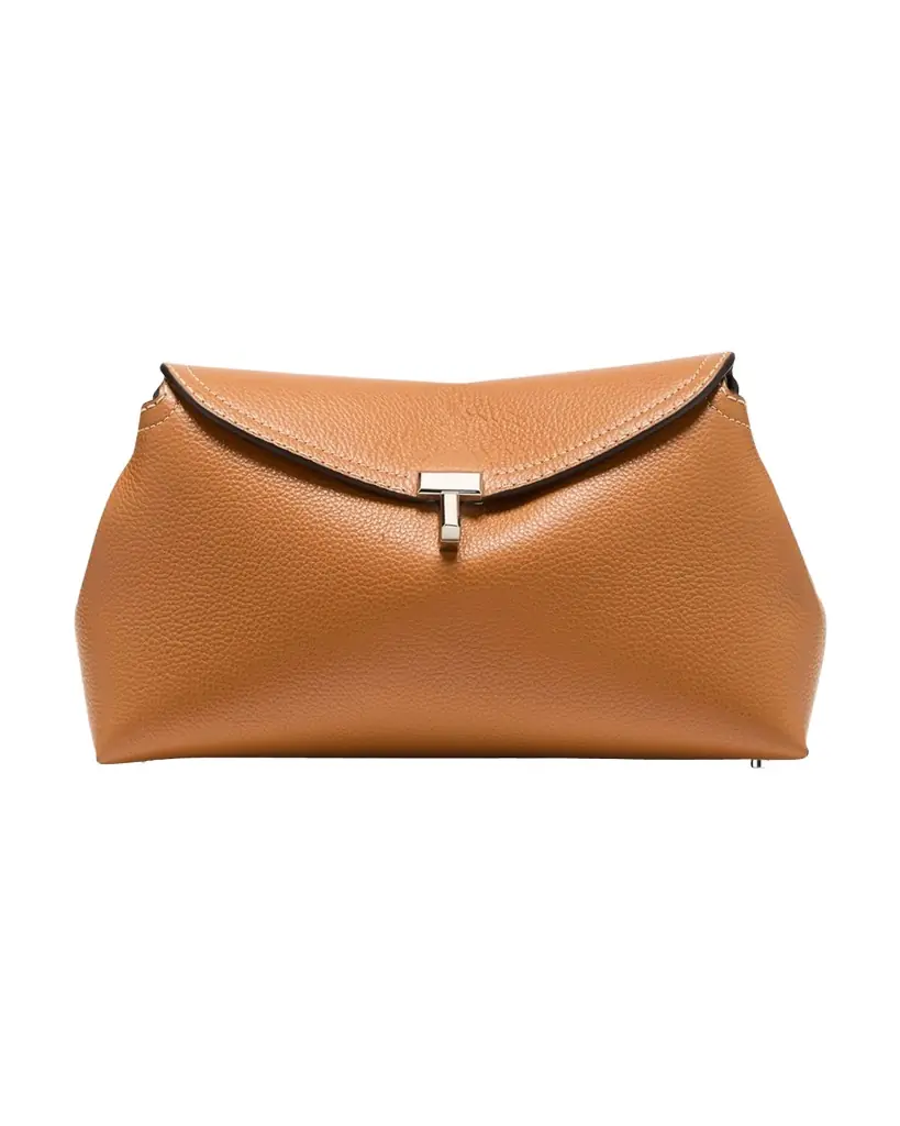 Toteme T-Lock Clutch Bag in Pebble Grain Leather