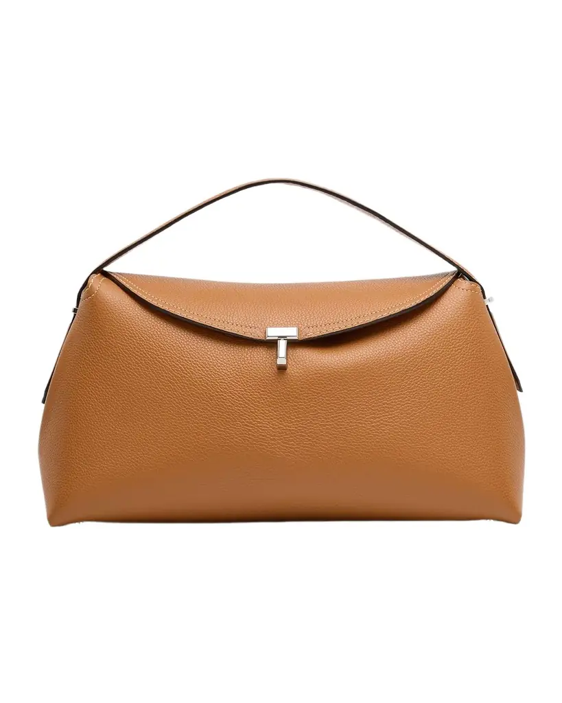 Toteme T-Lock Top Handle Bag in Pebble Grain Leather