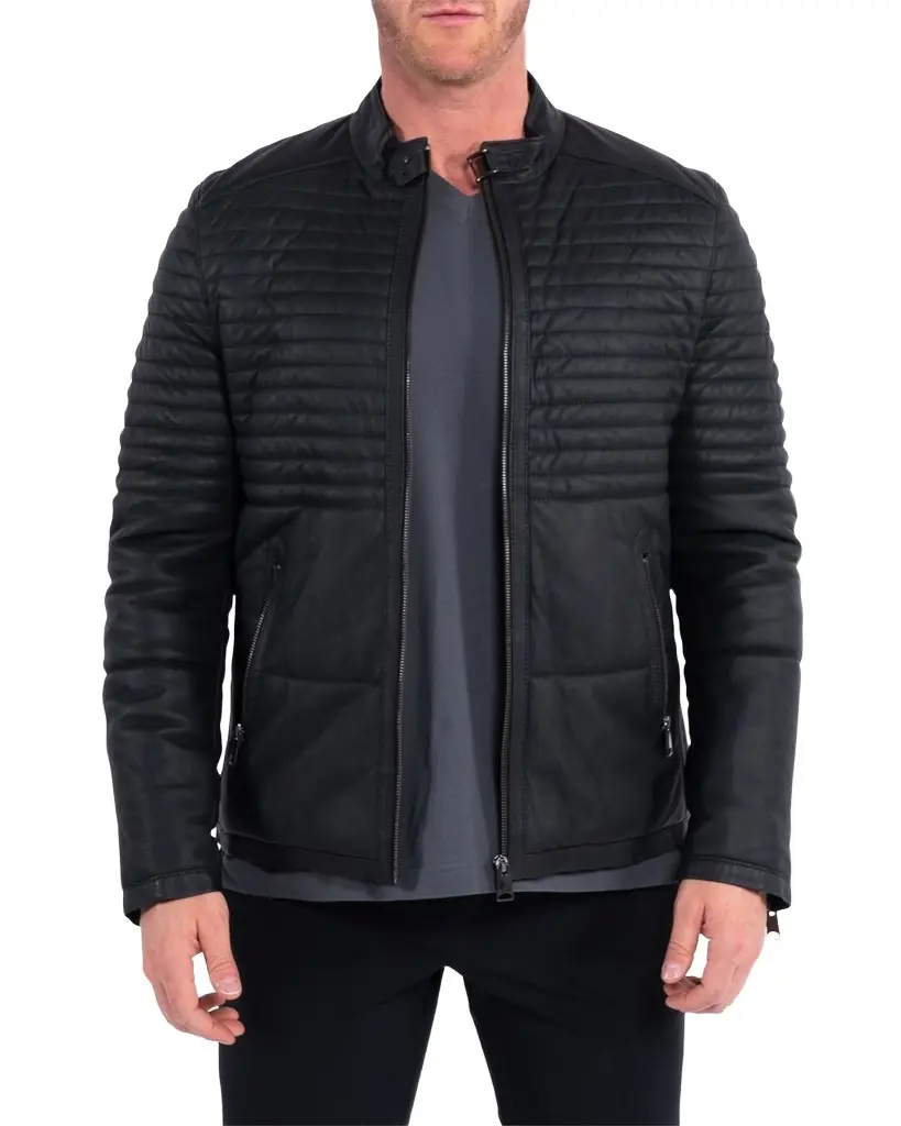 Maceoo Men 's Matte Leather Moto Jacket