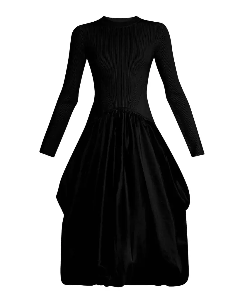 SIMKHAI Kenlie Mixed Media Bubble Midi Dress