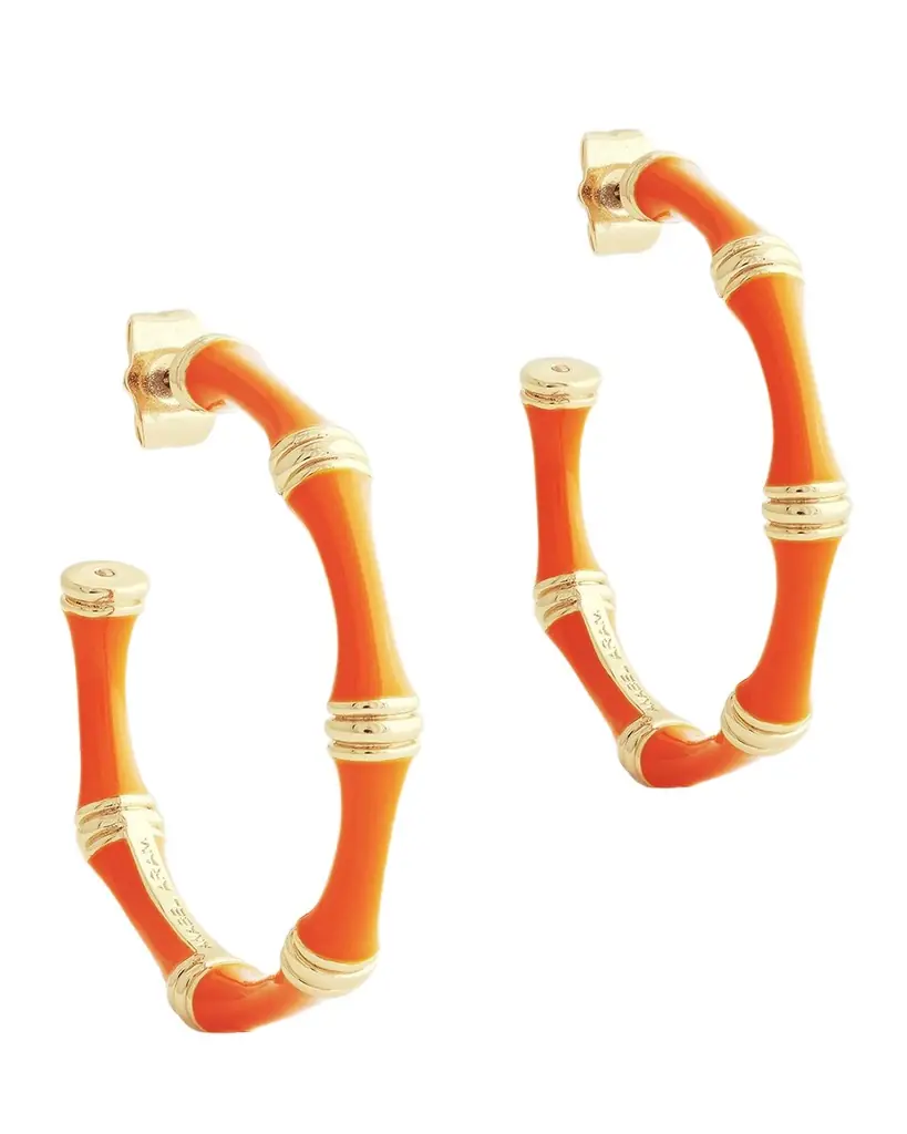 Anabel Aram Jewelry Bamboo Enameled Hoop Earrings