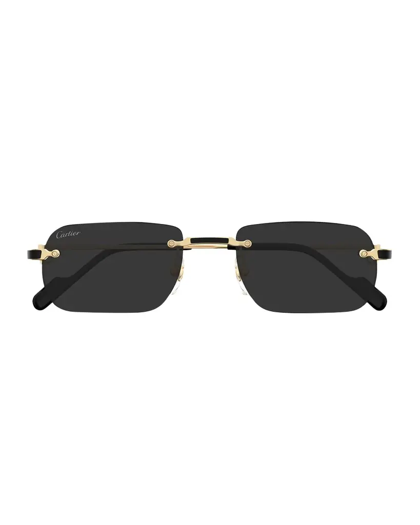 Cartier Men 's Nylon & Metal Rectangle Sunglasses