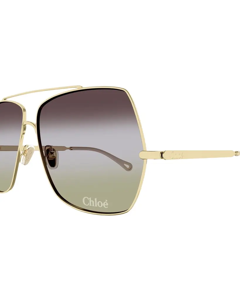 Chloe Gradient Aviator Metal Sunglasses