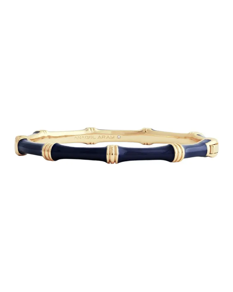 Anabel Aram Jewelry Bamboo Enameled Hinged Bangle