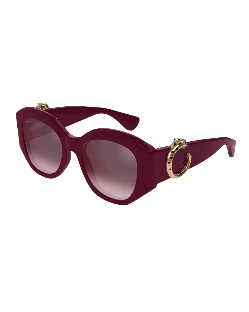 Cartier C-Logo Acetate Butterfly Sunglasses