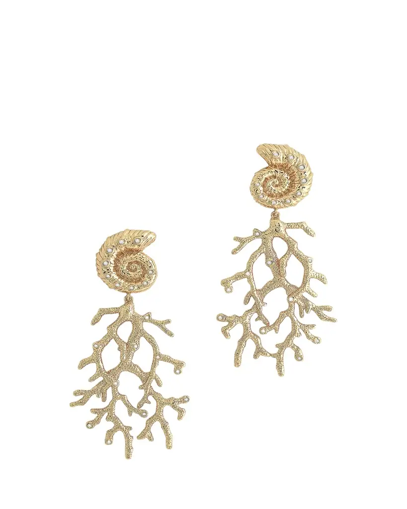 Anabel Aram Jewelry Shell with Coral Drop Earrings