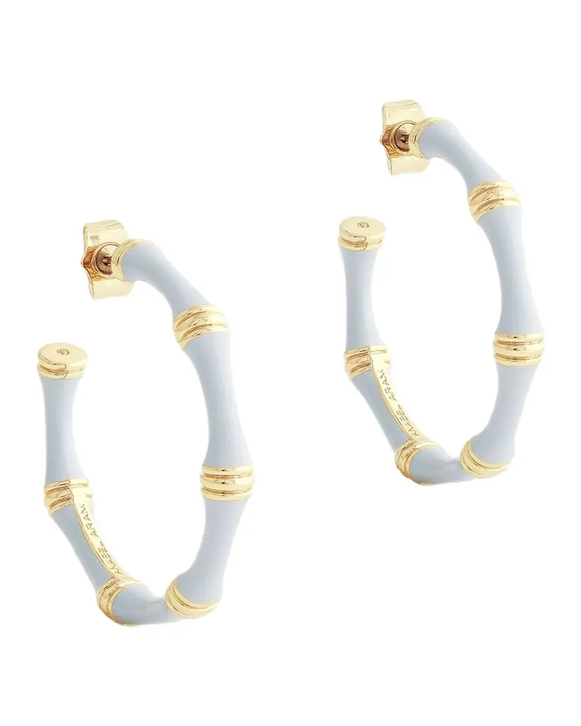 Anabel Aram Jewelry Bamboo Enameled Hoop Earrings