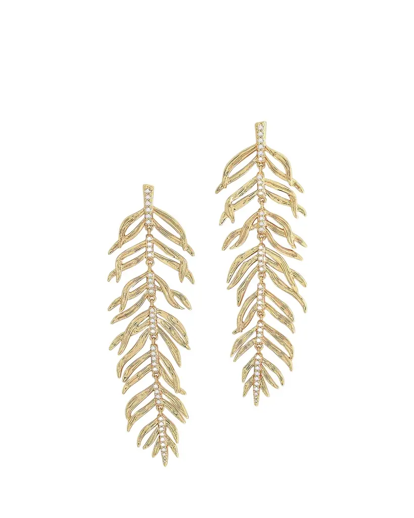 Anabel Aram Jewelry Palm Leaves Dangle Earrings