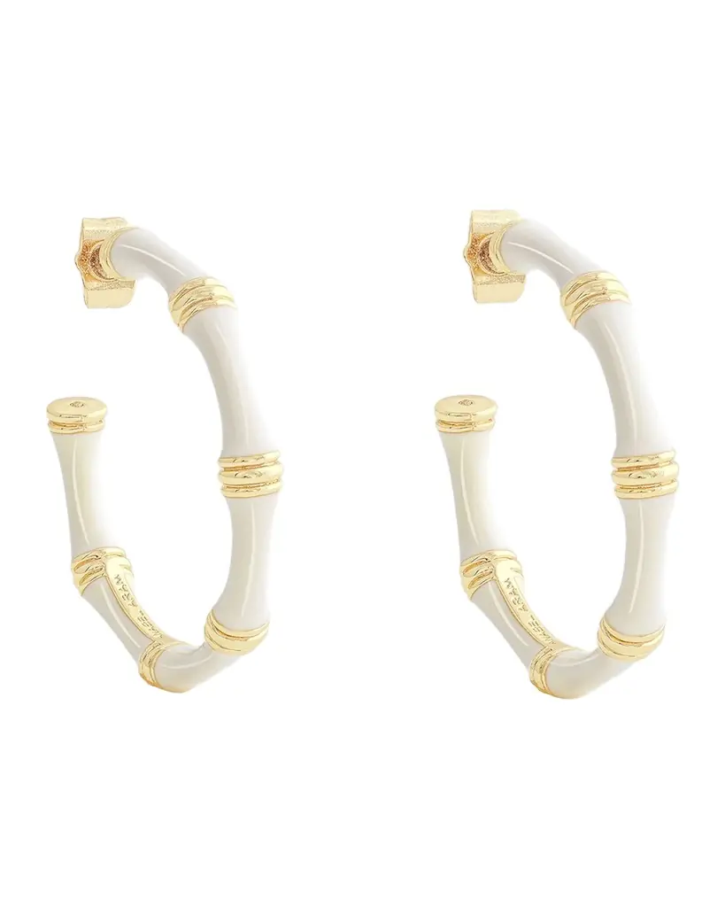 Anabel Aram Jewelry Bamboo Enameled Hoop Earrings