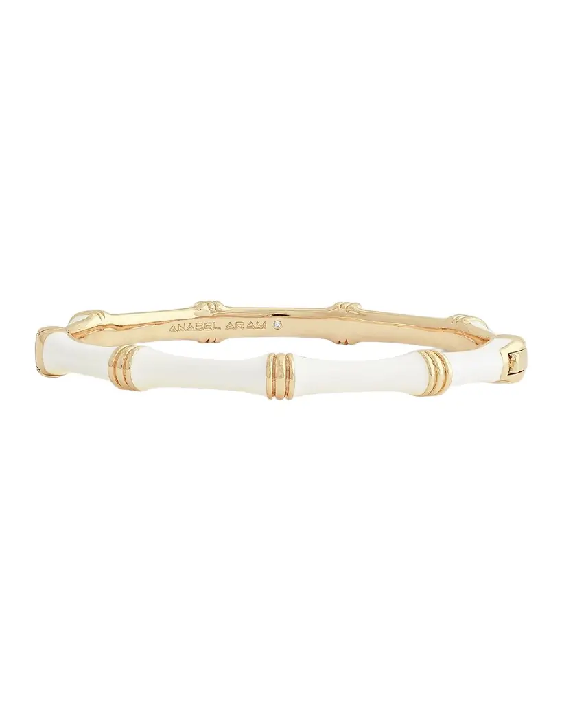 Anabel Aram Jewelry Bamboo Enameled Hinged Bangle