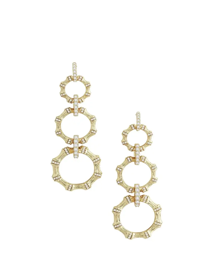 Anabel Aram Jewelry Bamboo Long Chain Earrings
