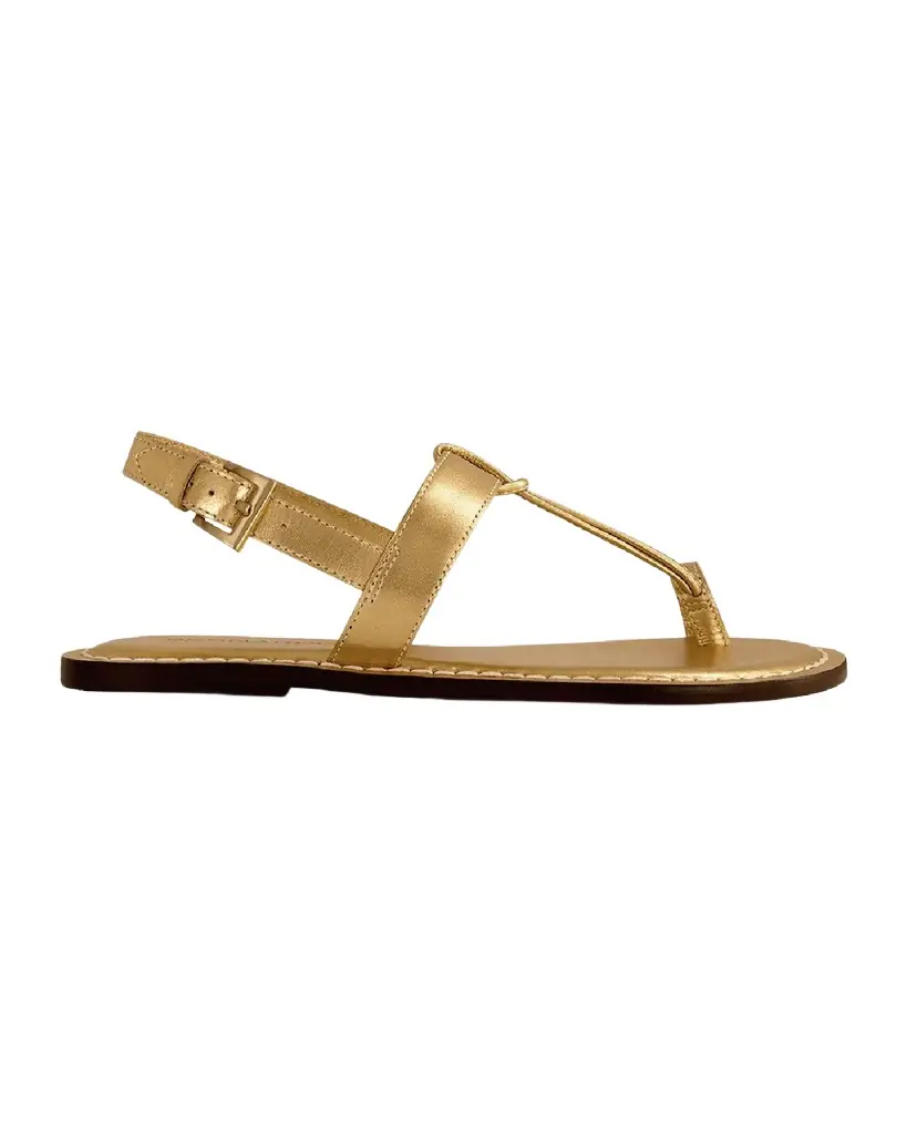 Bernardo Metallic T-Strap Slingback Sandals