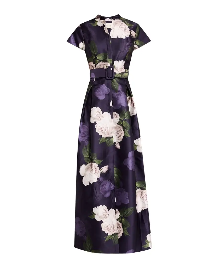 SACHIN & BABI Marta Pleated Floral-Print Shirt Gown