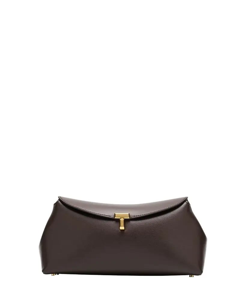 Toteme T Lock Flap Leather Clutch Bag