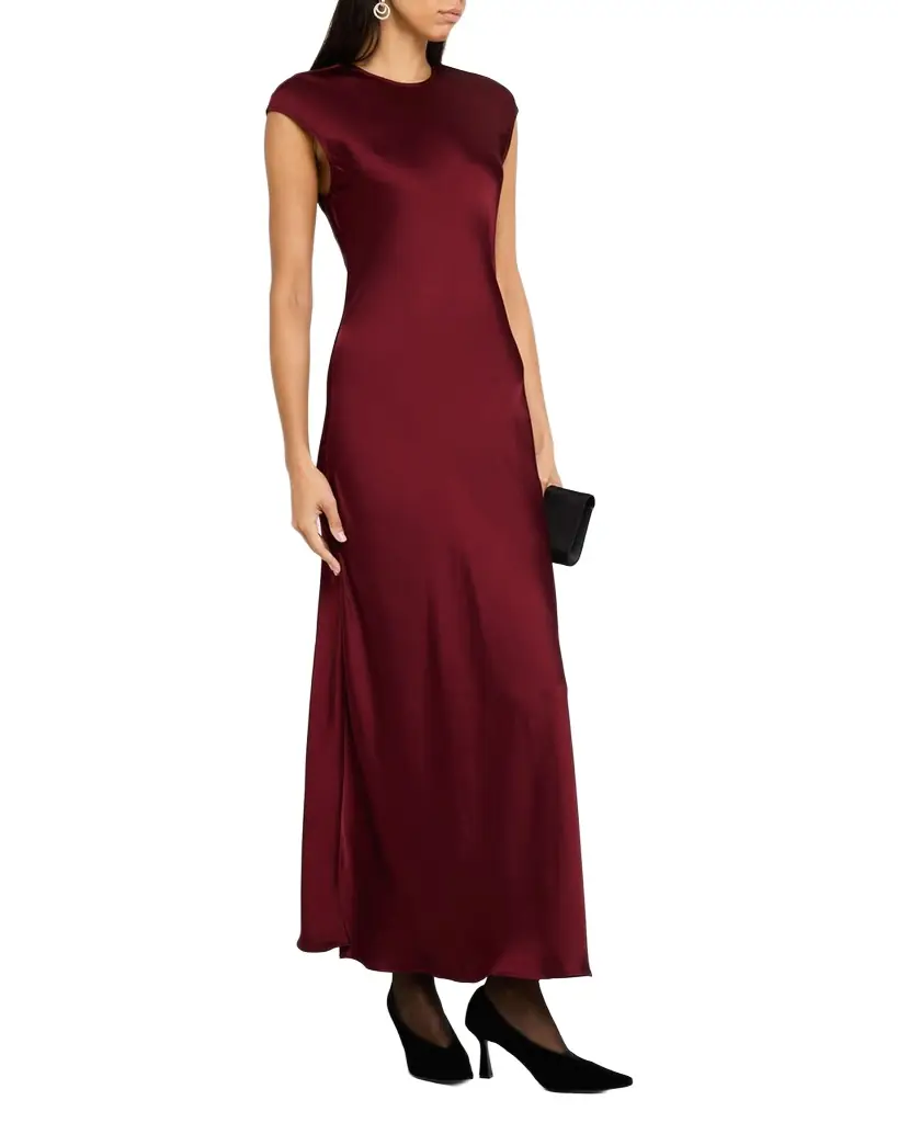 ARGENT Cap-Sleeve Bias Viscose Satin Maxi Dress