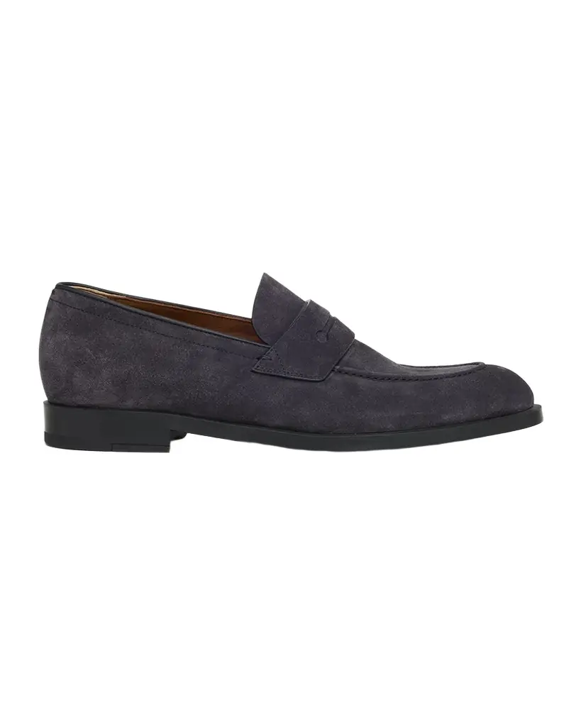 ZEGNA Men 's Suede Rubber-Sole Penny Loafers