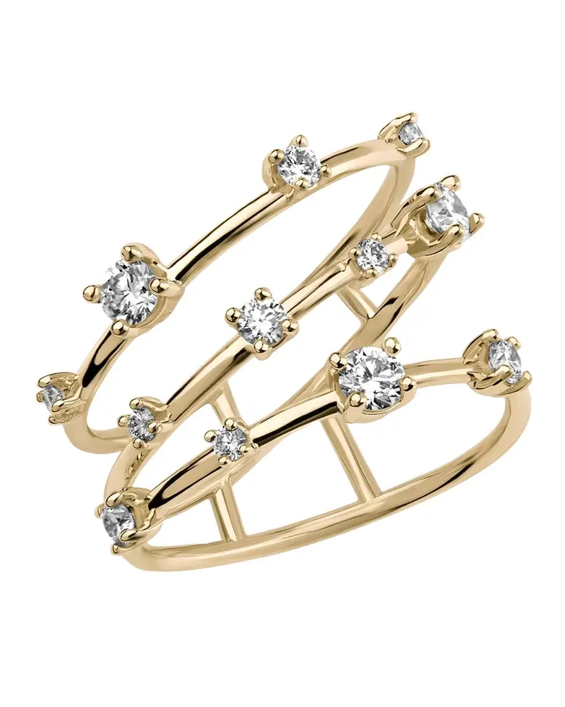 LANA Solo 14k Gold and Diamond 3-Band Angled Ring
