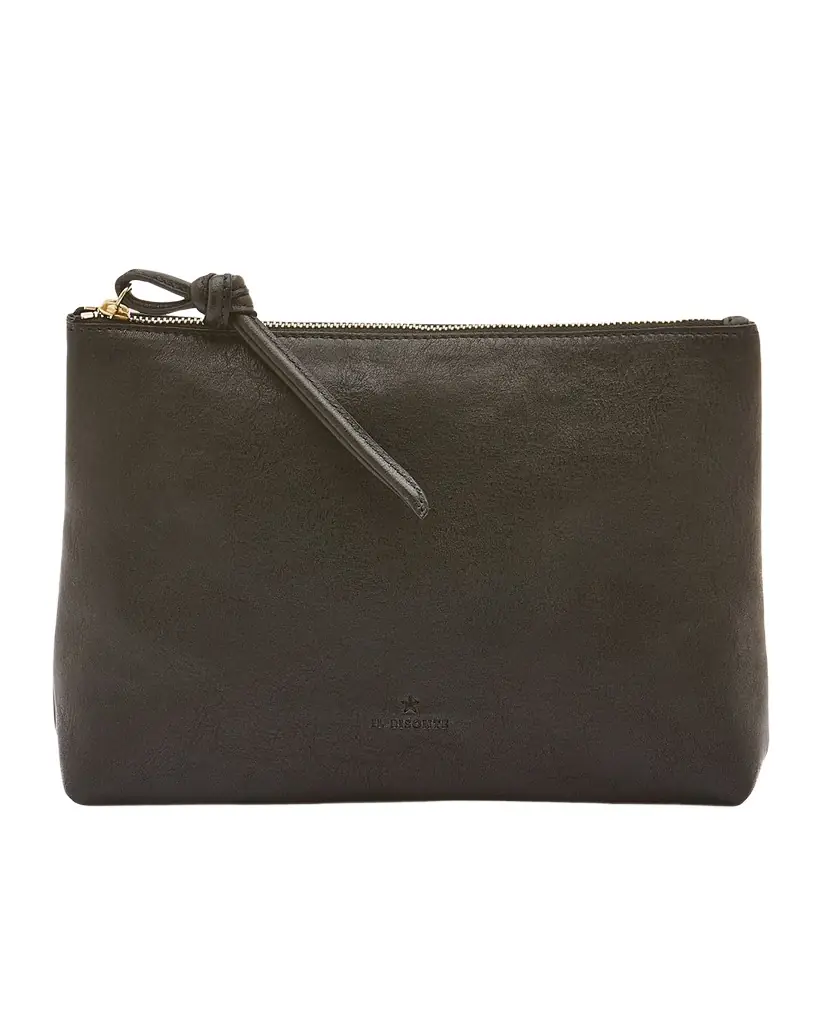 Il Bisonte Snodo Zip Leather Clutch Bag