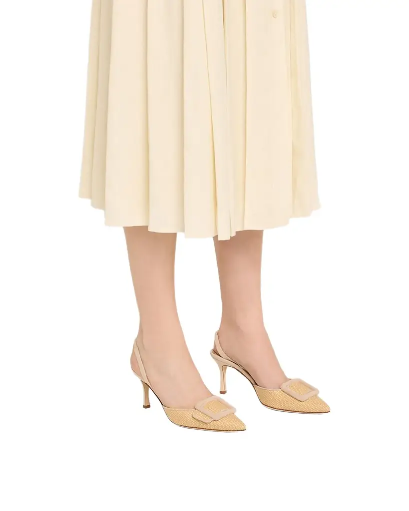 Manolo Blahnik Maysli Woven Buckle Slingback Pumps