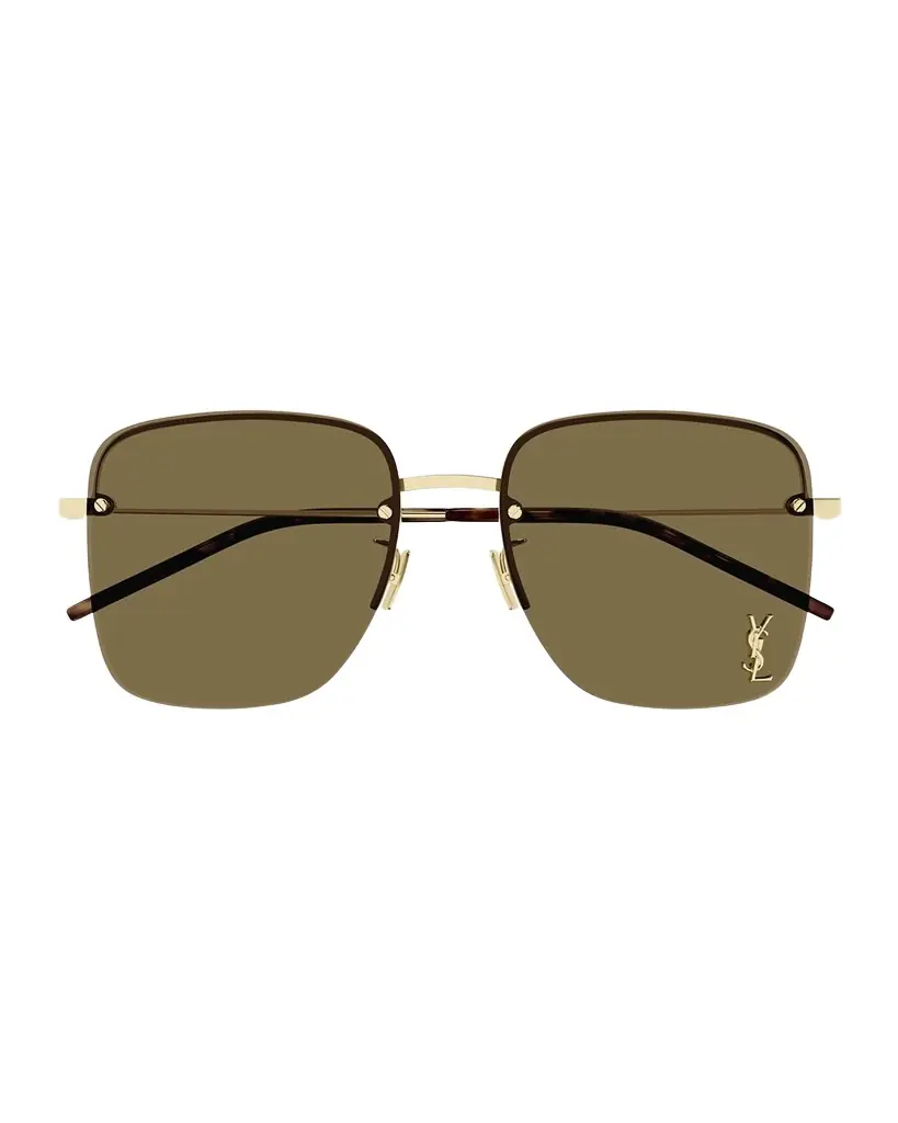 Saint Laurent YSL Rimless Square Metal Sunglasses