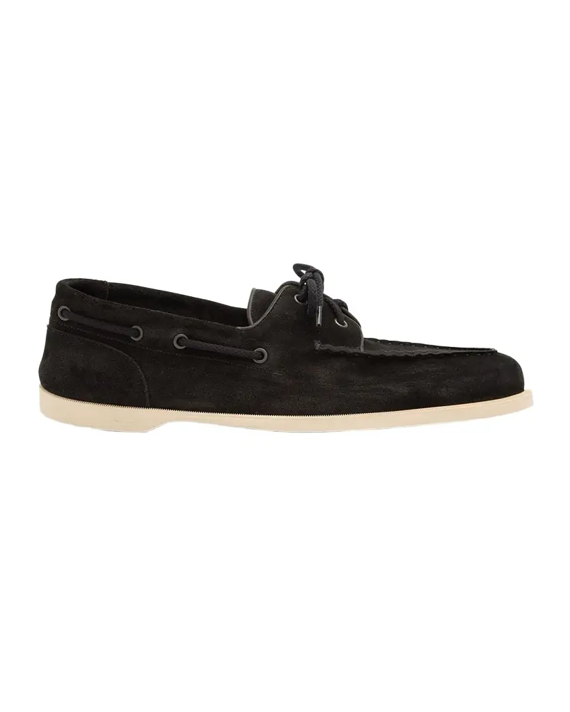 John Lobb Men 's Foil Suede Boat Shoes