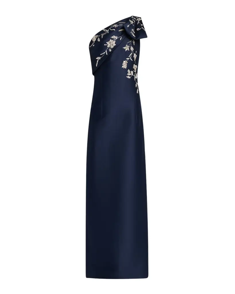 Sachin & Babi Olivia One-Shoulder Embellished Mikado Gown