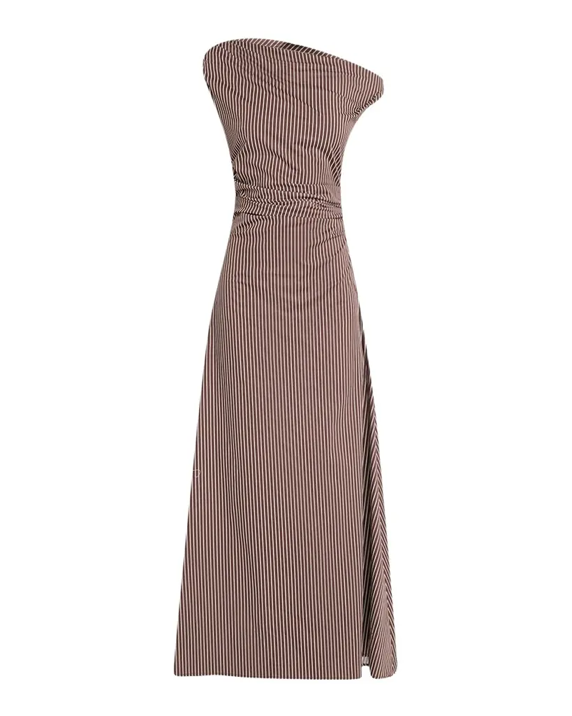 STAUD Phare Striped Asymmetric Maxi Dress