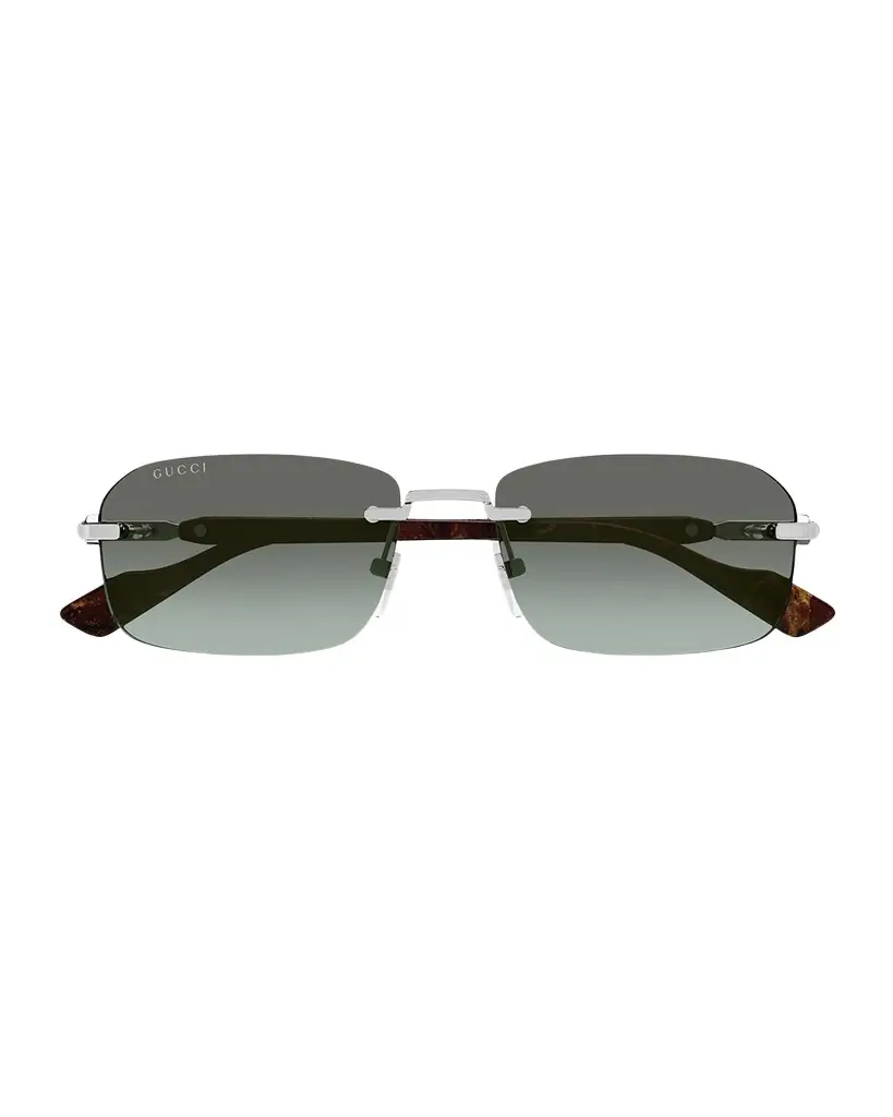 Gucci Men 's GG1221SM Rimless Metal Rectangle Sunglasses