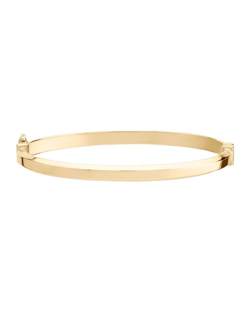LANA Edged Hollow Hinge Bangle in 14K Yellow Gold