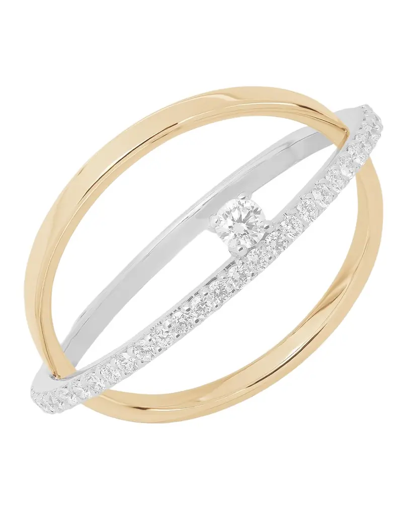 LANA Flawless 14K Two-Tone Crisscross Open Ring with Diamonds