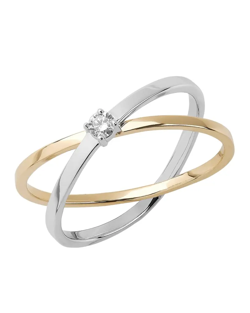 LANA Solo 14K Two-Tone Crisscross Open Diamond Ring