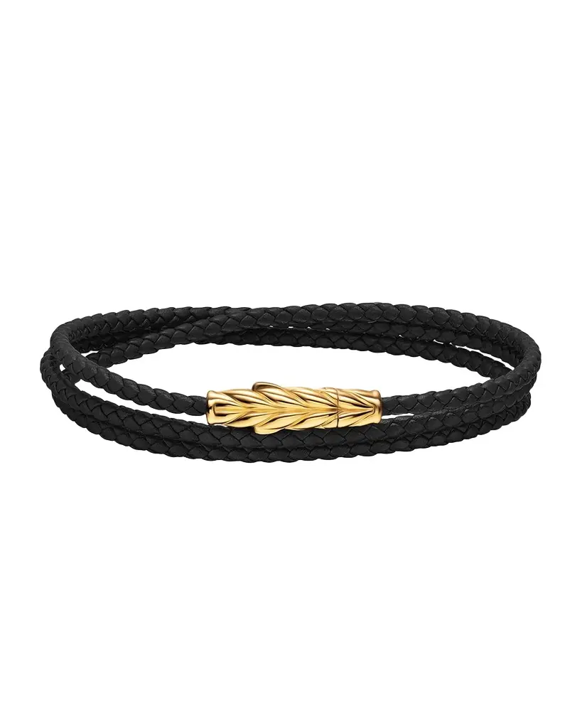 David Yurman Men 's Chevron Triple Wrap Bracelet with 18K Gold