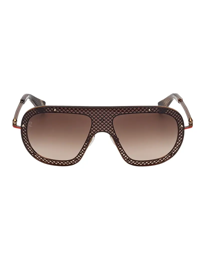 Christian Louboutin Studded Metal Shield Sunglasses