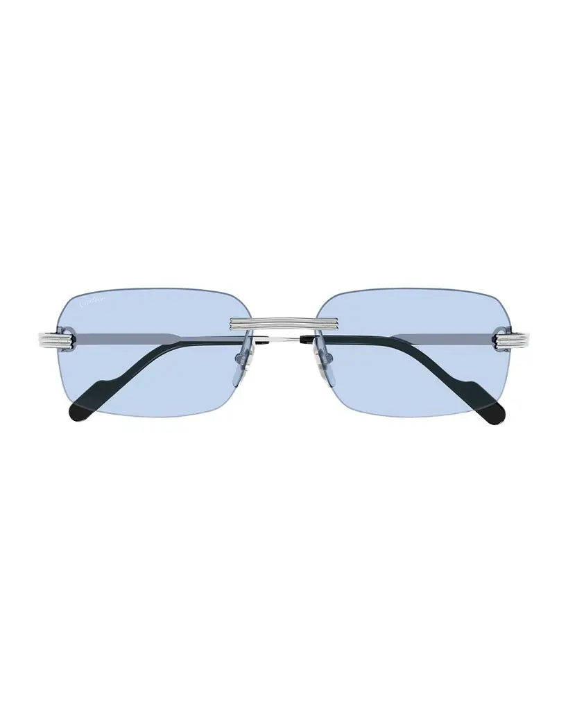 Cartier Men 's Rimless Rectangle Metal Sunglasses