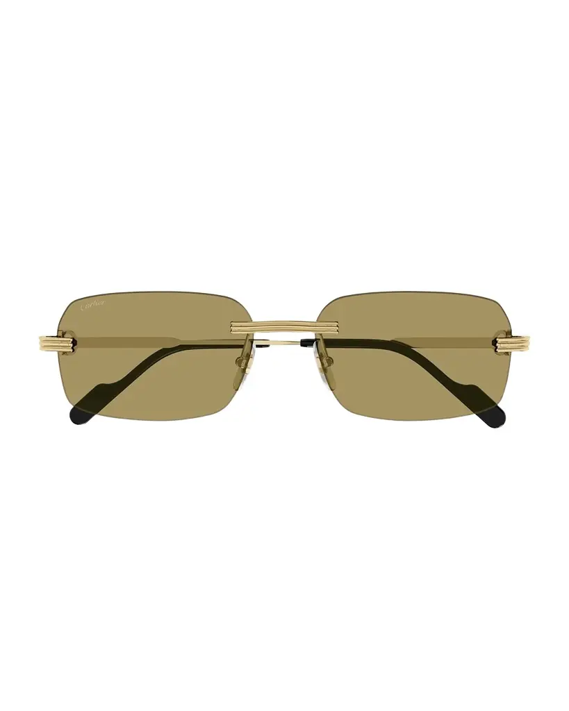 Cartier Men 's Rimless Rectangle Metal Sunglasses