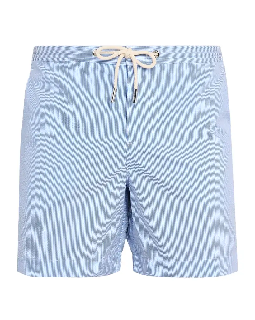 Orlebar Brown Men 's Bulldog Mid-Length Seersucker Stripe Swim Shorts