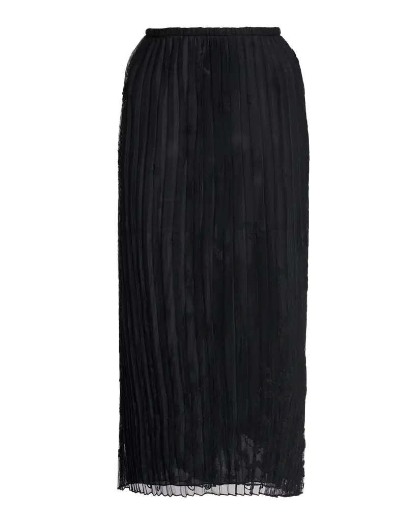 Toteme Floral Pleated Tulle Midi Skirt