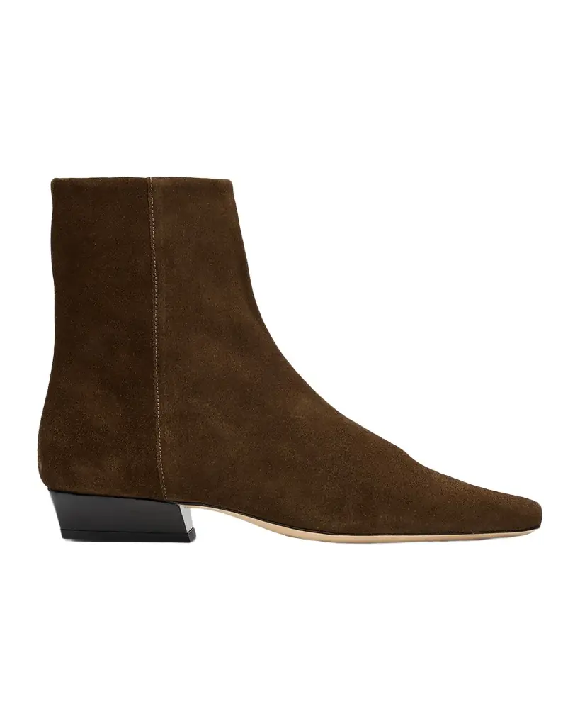 STAUD Wally Flat Suede Ankle Boots