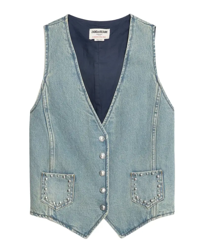 Zadig & Voltaire Gillier Studded Denim Vest
